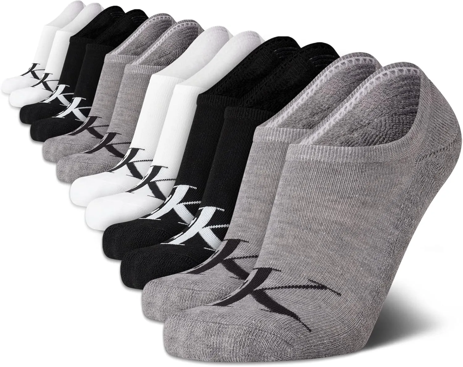 Calvin Klein Men's Liner Socks - 12 Pack Cushioned Non-Slip No Show Sneaker Loafer Socks - Ultra Low Cut Socks for Men (7-12)