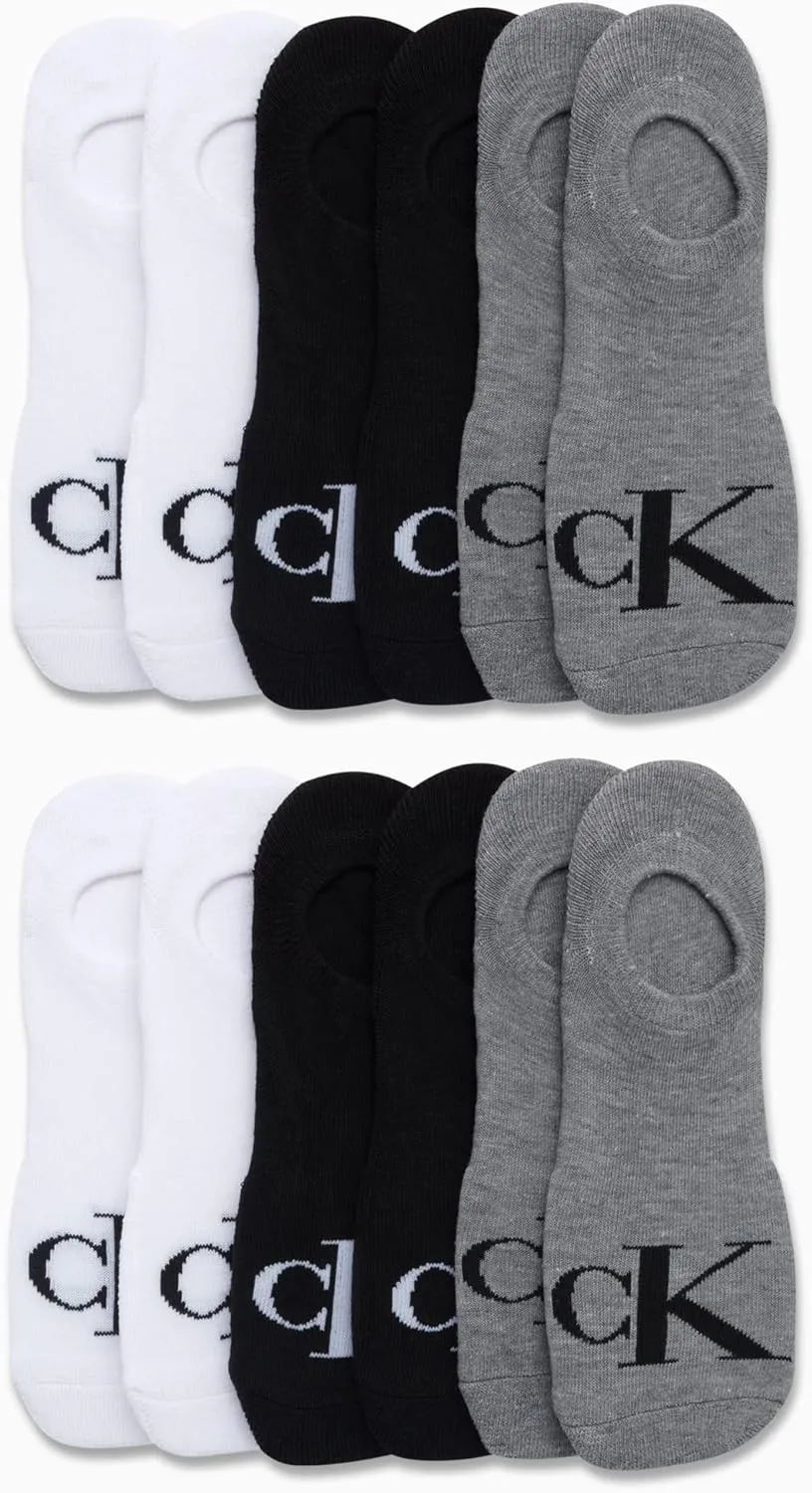 Calvin Klein Men's Liner Socks - 12 Pack Cushioned Non-Slip No Show Sneaker Loafer Socks - Ultra Low Cut Socks for Men (7-12)