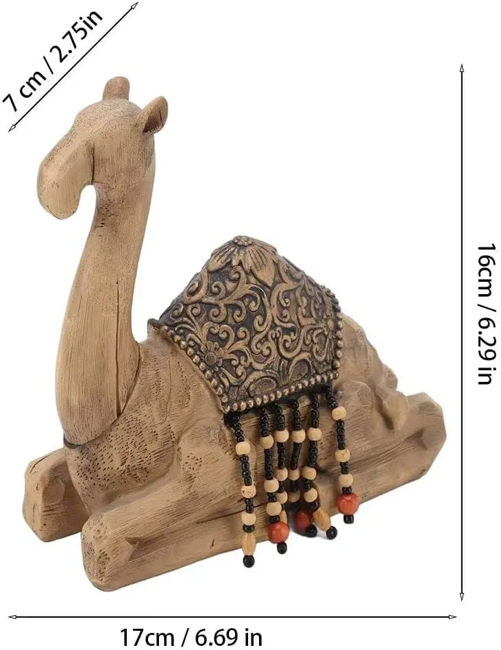 Camel Statue Resin Camel Figurine 6.69x2.75x6.29in Desert Animal Figurines Camel Ornament Retro Style Room Decor Exquisite Living Room Decor for Home Office Decor (S)