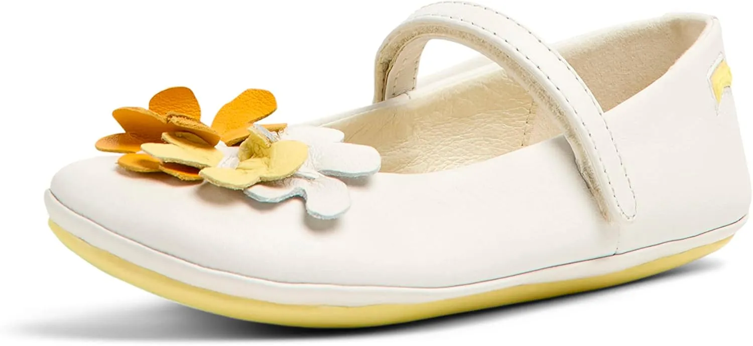 Camper Kids Girls Mary Jane Flat, White Natural, 13 Little Kid