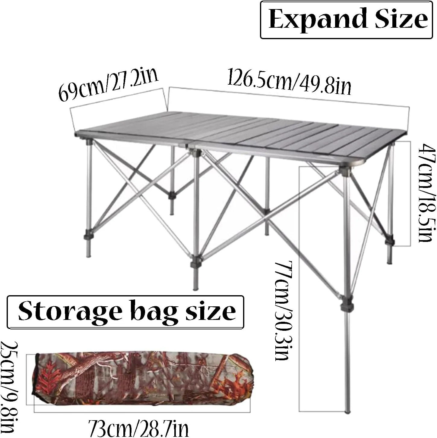 Camping Folding Table Aluminum Folding Camping Table Lifting Height Camping Picnic Table with Easy Carrying Bag for Outdoor