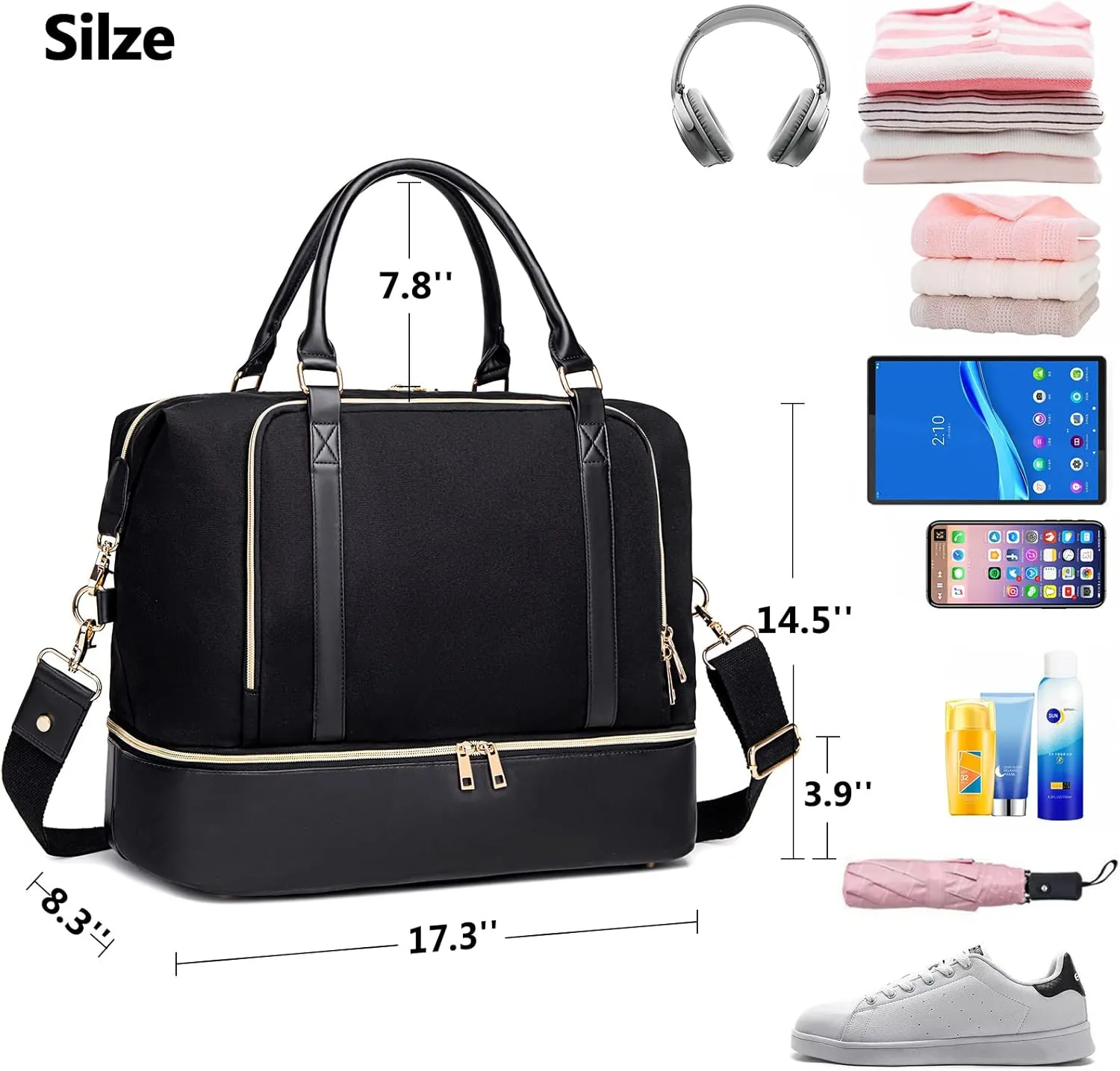 CAMTOP Women Ladies Travel Weekender Bag Overnight Duffel Carry-on Tote Bag fit 15.6 Inch Laptop Computer