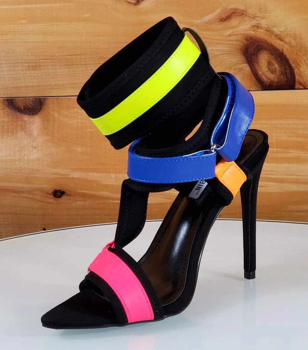 Cape Robbin Dive in Multi Neoprene Strappy Colorful High Heel Single Sole Sandal