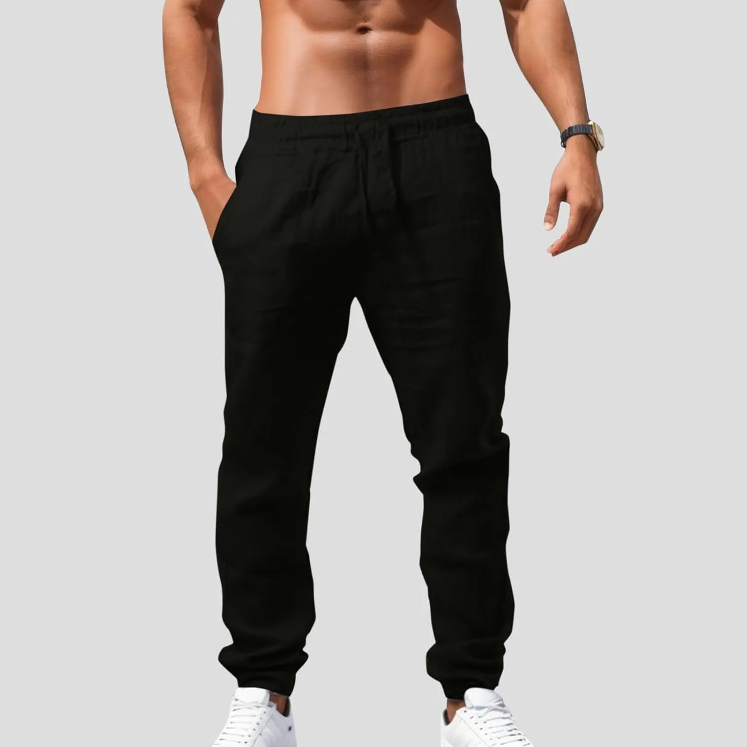 Cargo Work Pant Men Elastic Waist Casual Cargo Pants Athletic Sweatpants with Pockets Joggers Sweat Pant