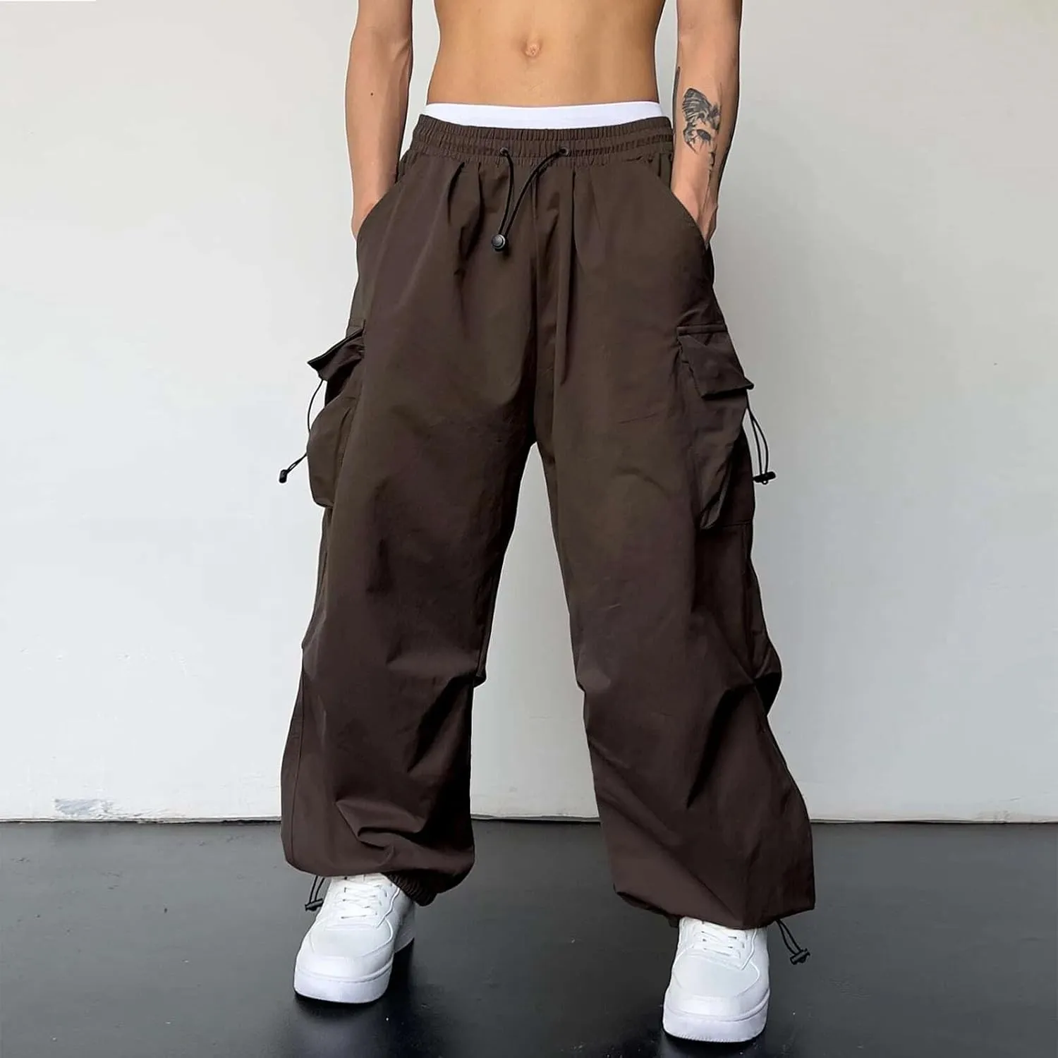 Cargo Work Pant Men Elasticated Casual Track Lounge Pants Loungewear Sweatpant Pockets Relaxed Fit Joggers
