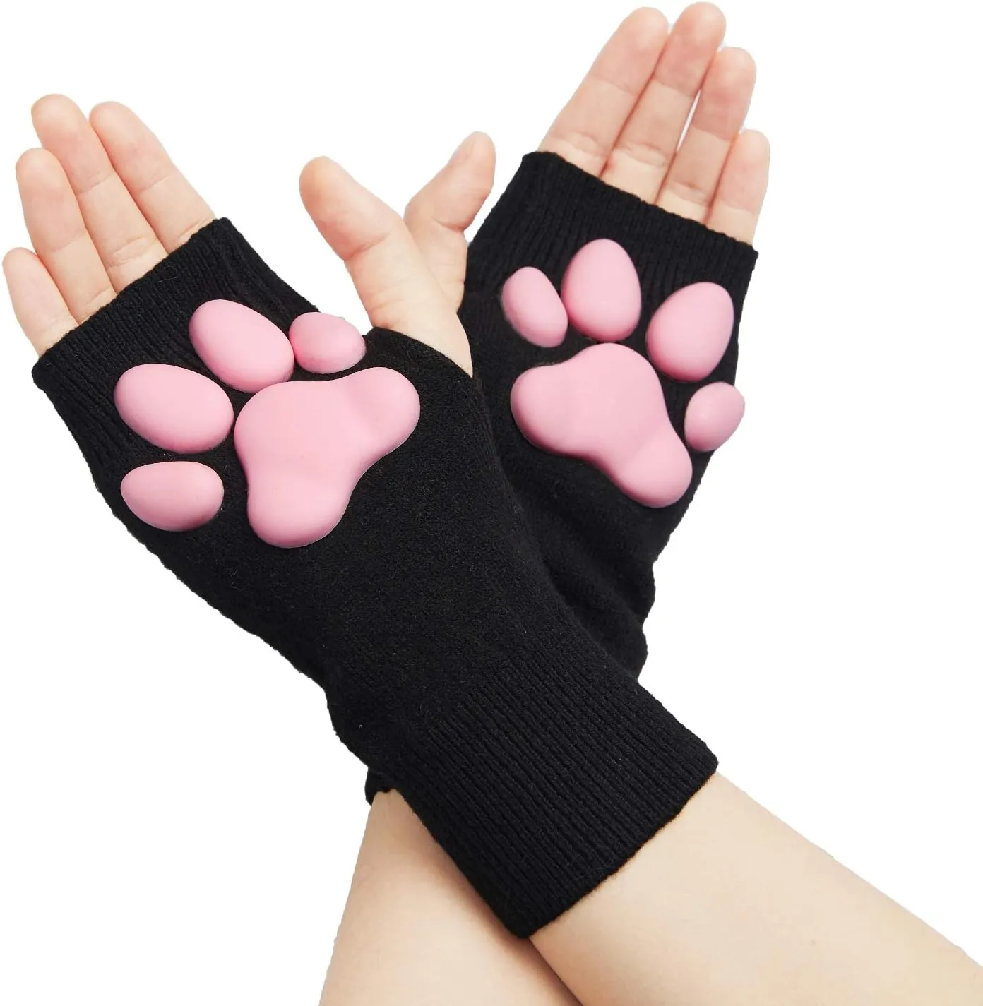 Cat Paw Thigh High Socks Golves, Cute Soft 3D Toe Beans Socks Mittens Kitten Claw Pad Socks for Girl Women Cosplay Set…