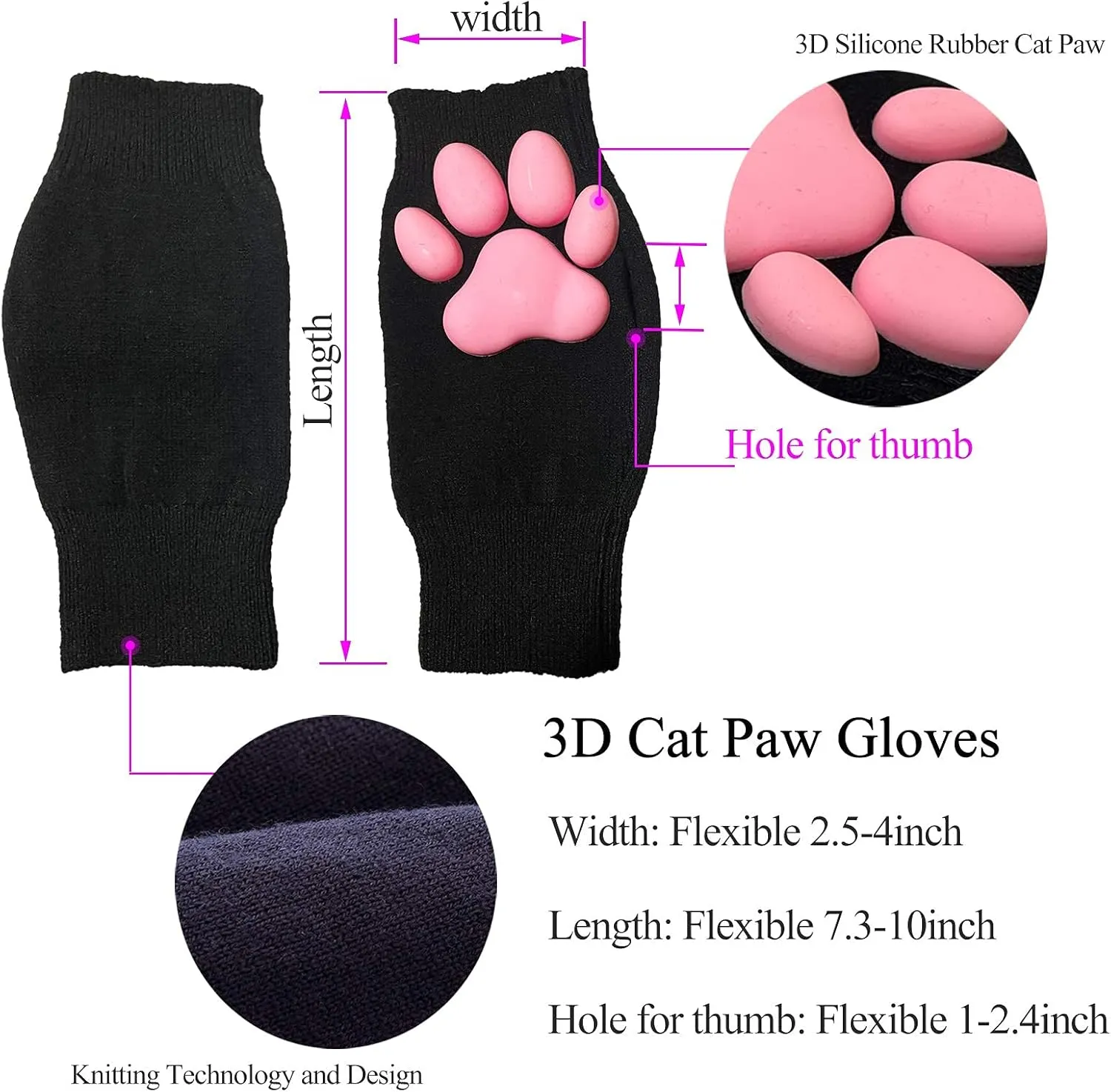 Cat Paw Thigh High Socks Golves, Cute Soft 3D Toe Beans Socks Mittens Kitten Claw Pad Socks for Girl Women Cosplay Set…