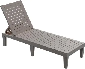 Chaise Lounge Chair Outdoor - 5 Positions Adjustable Backrest, Waterproof, Easy Assembly, with 330lbs Weight Capacity for Pool, Resin (Grey)
