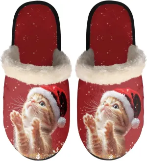 Christmas Slippers Soft Cushion Fuzzy Slippers for Women Indoor Cute Warm Anti-Slip Bedroom Slippers for Kids