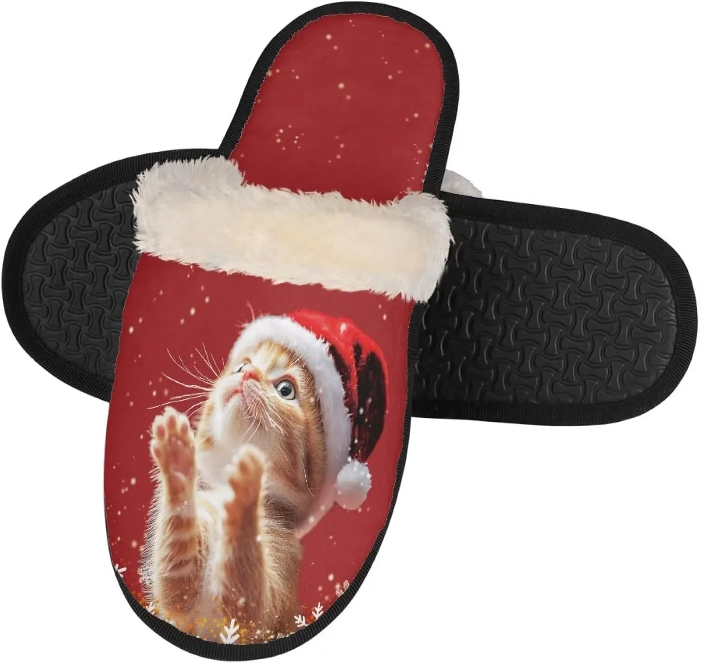 Christmas Slippers Soft Cushion Fuzzy Slippers for Women Indoor Cute Warm Anti-Slip Bedroom Slippers for Kids
