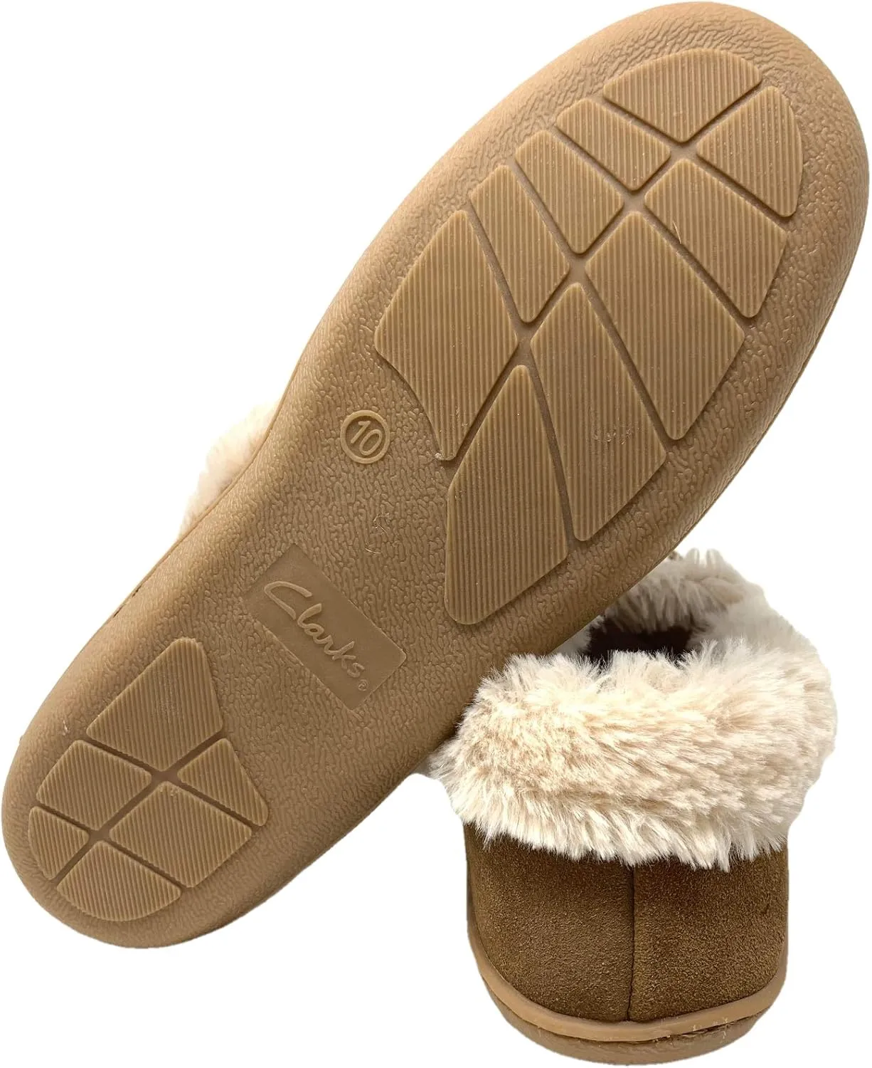 Clarks Women's Faux Fur Lined Moccasin House Shoe Indoor & Outdoor Slipper