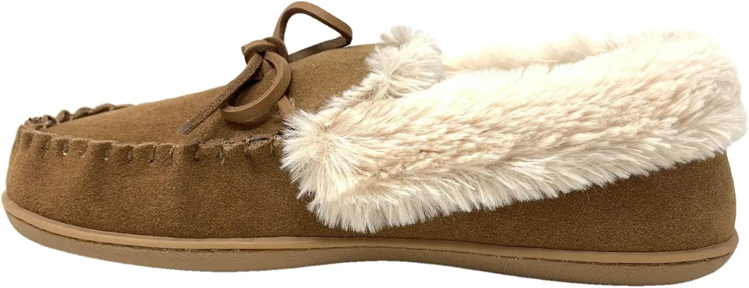 Clarks Women's Faux Fur Lined Moccasin House Shoe Indoor & Outdoor Slipper
