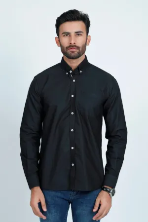 Classic Fit Black Plain Casual Shirt PC240749-BK