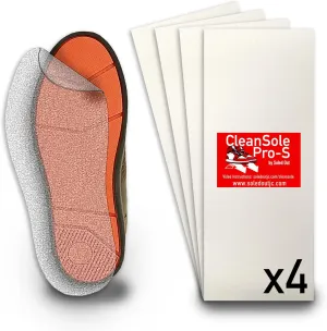CleanSole Pro-S (x4 sheets, for Flat Soles, Outdoor Use) Protector for Sneakers, High Value Dress Shoes, Heels. Easy to Apply Peel-And-Stick Adhesive Film to Shield, Footwear Soles Clean & Scuff-Free