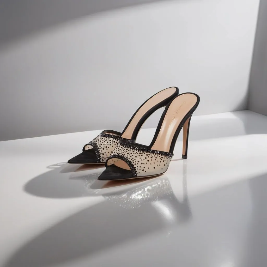 Clear Heels For Women, Clear Crystal Rhinestone Heels For Party Dress Pumps Shoes, Open Toe Heeled Sandals.