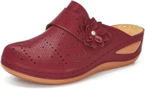 Clogs for Women Mules Shoes Summer Dressy Closed Toe Sandals with Arch Support Backless Low Wedge Slip On Comfortable Walking Shoes
