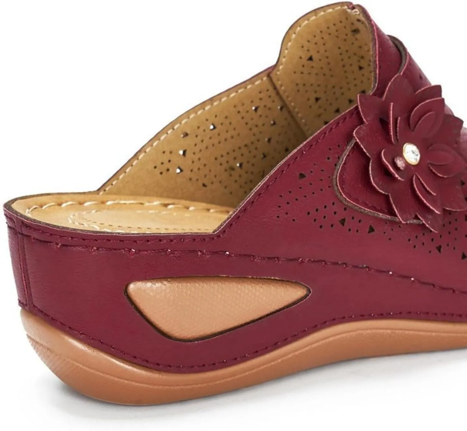 Clogs for Women Mules Shoes Summer Dressy Closed Toe Sandals with Arch Support Backless Low Wedge Slip On Comfortable Walking Shoes