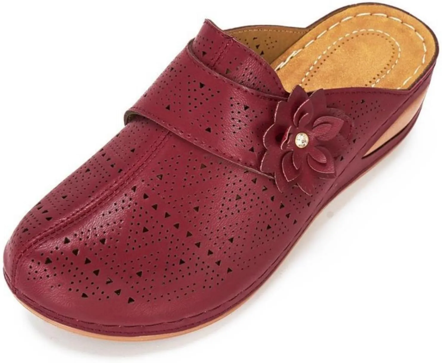 Clogs for Women Mules Shoes Summer Dressy Closed Toe Sandals with Arch Support Backless Low Wedge Slip On Comfortable Walking Shoes