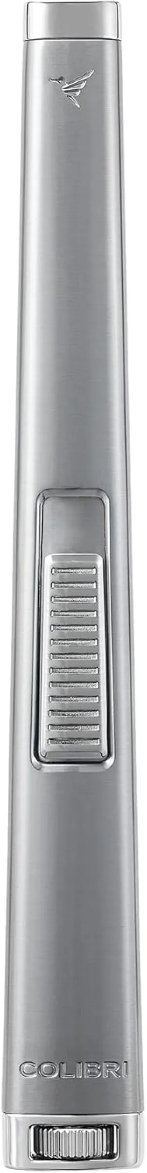 Colibri Aura 10mm Flat Flame Lighter - Elegant and Windproof with Refillable Butane, Ideal for Cigars & Candles, with Single-Action Ignition (Brushed Chrome)