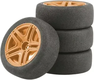 Compatible with HSP 94123 for Sakura D4 for Tiangong 1/10 Flat Car Sponge Tire RC Tire Professional for Racing Flat Car 6 Degrees Hub RC Wheel Tires(Brown)