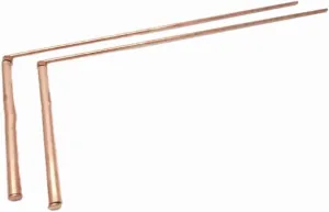 Copper Dowsing Rods Set 2 Pieces 99.9% Pure Metal Detector Rods for Water Treasure Finding Tools Single Head Flat Bead Round Bead 4.92" Handle 12" Length Gold Color(Single head - flat bead)