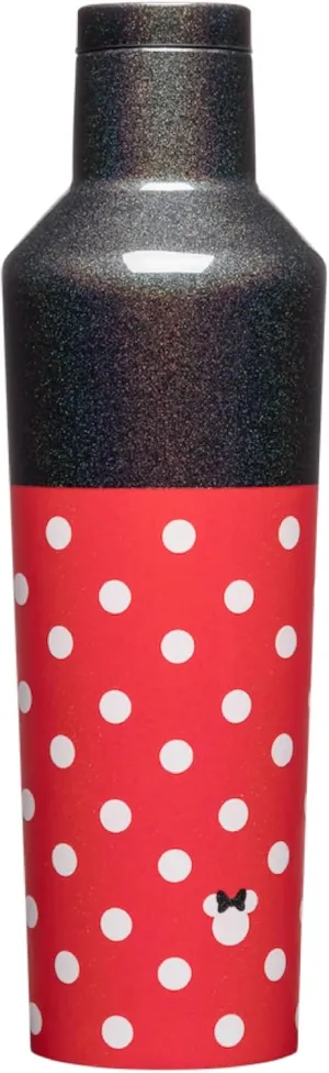 Corkcicle Disney Minnie Insulated Canteen Travel Water Bottle, Triple Insulated with Easy Grip, Keeps Beverages Cold for 25 Hours or Warm for 12 Hours, 16 oz, Polka Dot Red