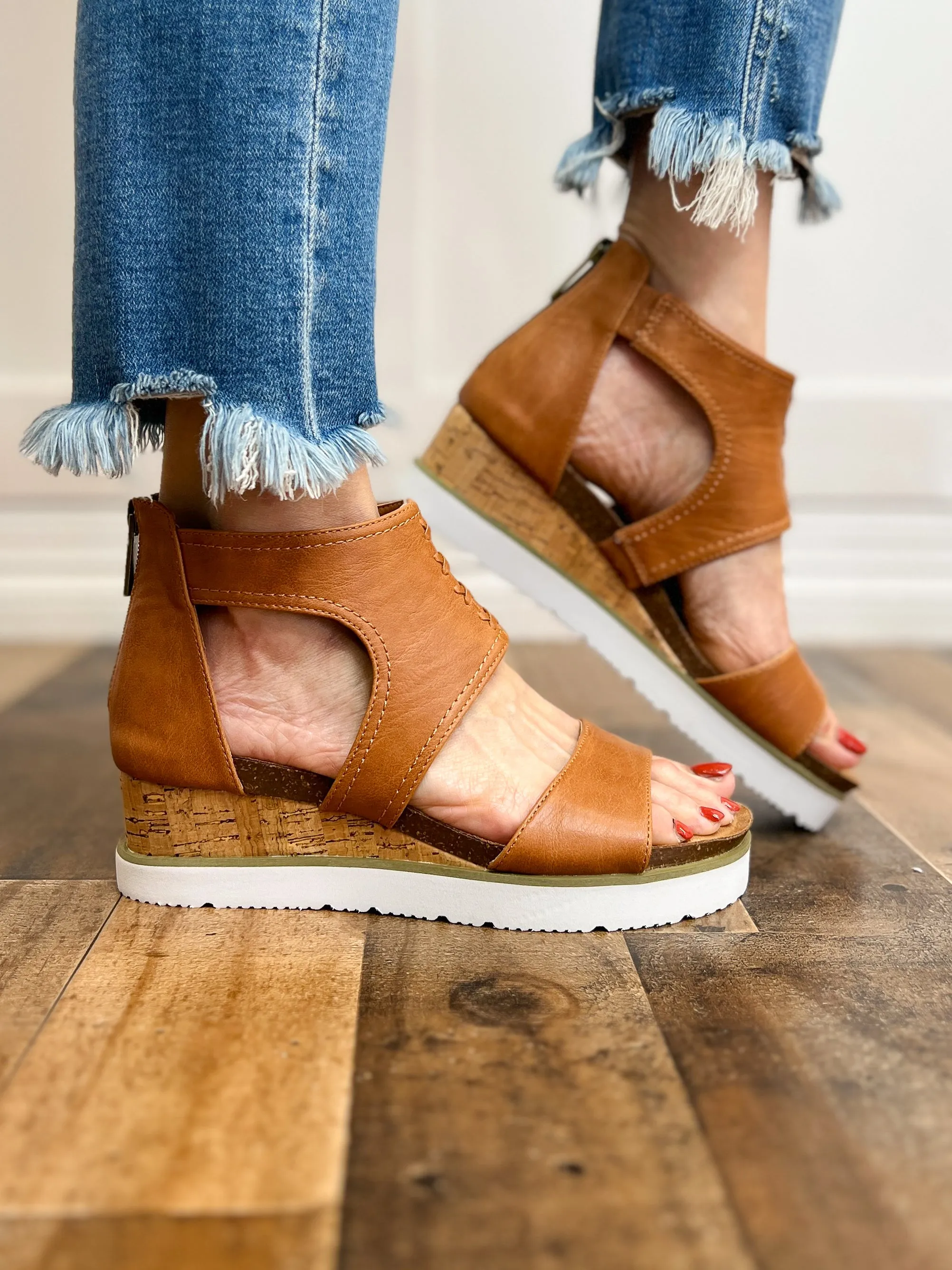 Corkys Sugar & Spice Wedge Sandal in Cognac