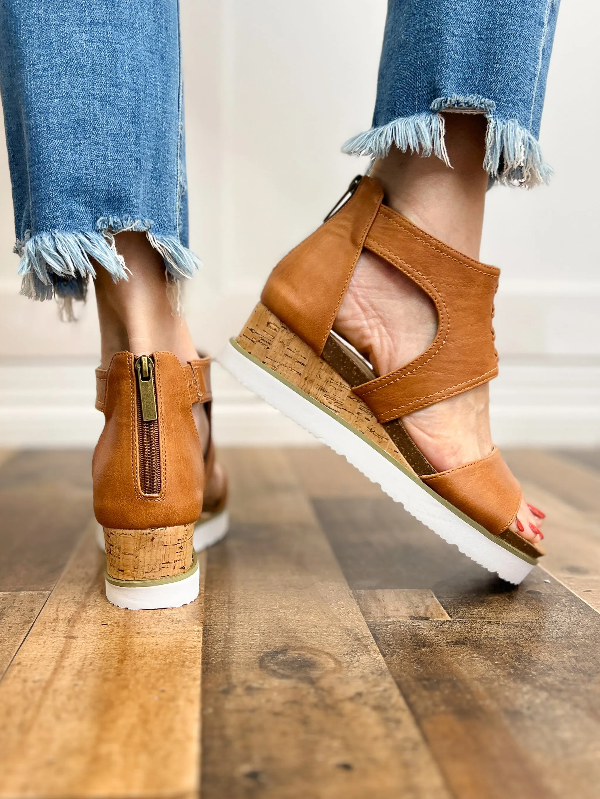 Corkys Sugar & Spice Wedge Sandal in Cognac