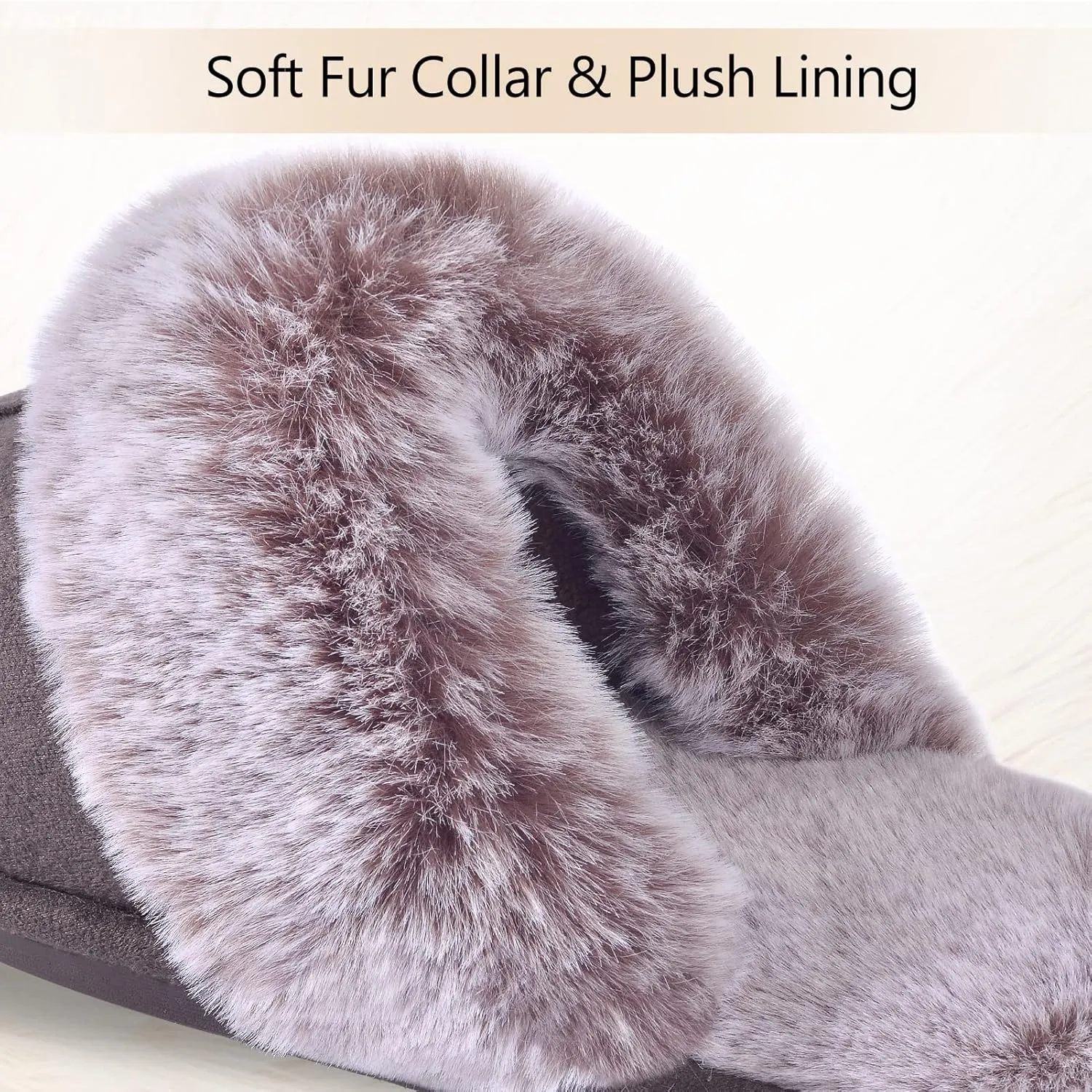 Cozyfurry Womens Slipper Fuzzy Fluffy House Slippers Faux Fur Cozy Warm Soft Indoor Shoes Memory Foam Anti-skid Rubber Sole