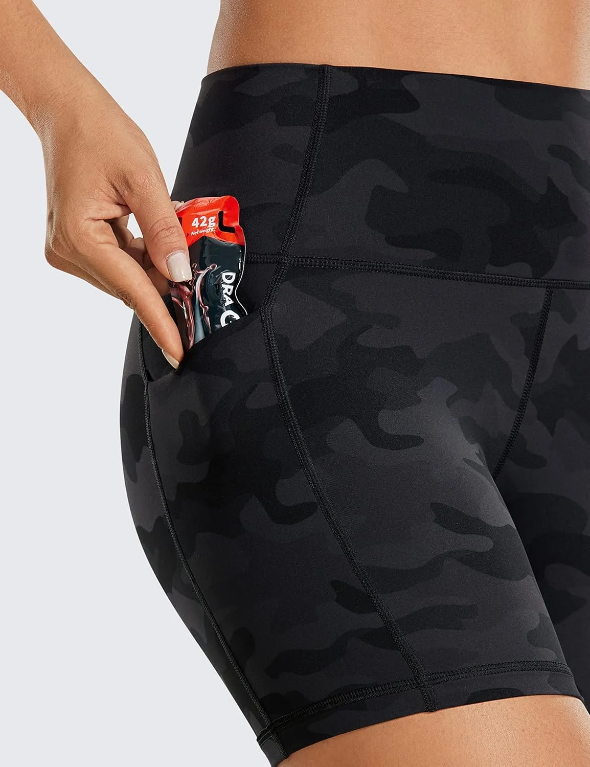 CRZ YOGA Women's Naked Feeling Biker Shorts with Pockets 5'' - High Waisted Yoga Gym Workout Spandex