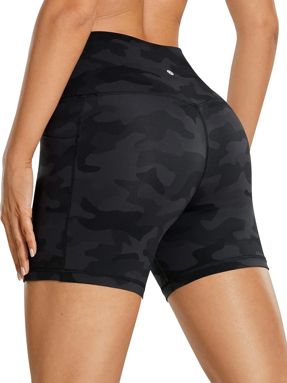 CRZ YOGA Women's Naked Feeling Biker Shorts with Pockets 5'' - High Waisted Yoga Gym Workout Spandex