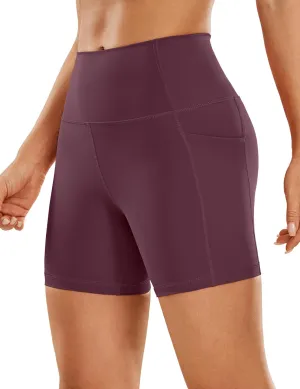 CRZ YOGA Women's Naked Feeling Biker Shorts with Pockets 5'' - High Waisted Yoga Gym Workout Spandex