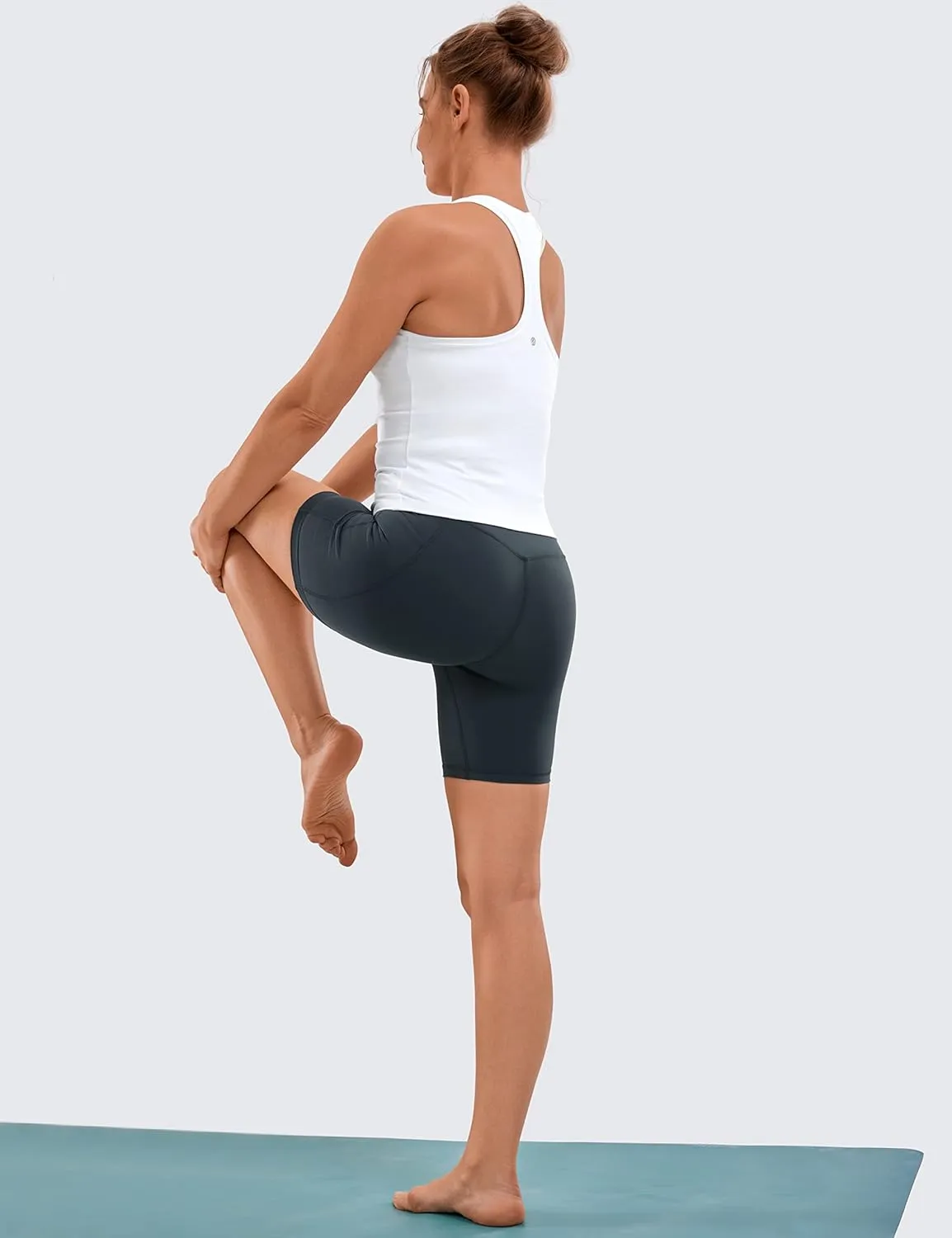 CRZ YOGA Women's Naked Feeling Biker Shorts with Pockets 6'' - High Waisted Yoga Gym Workout Spandex
