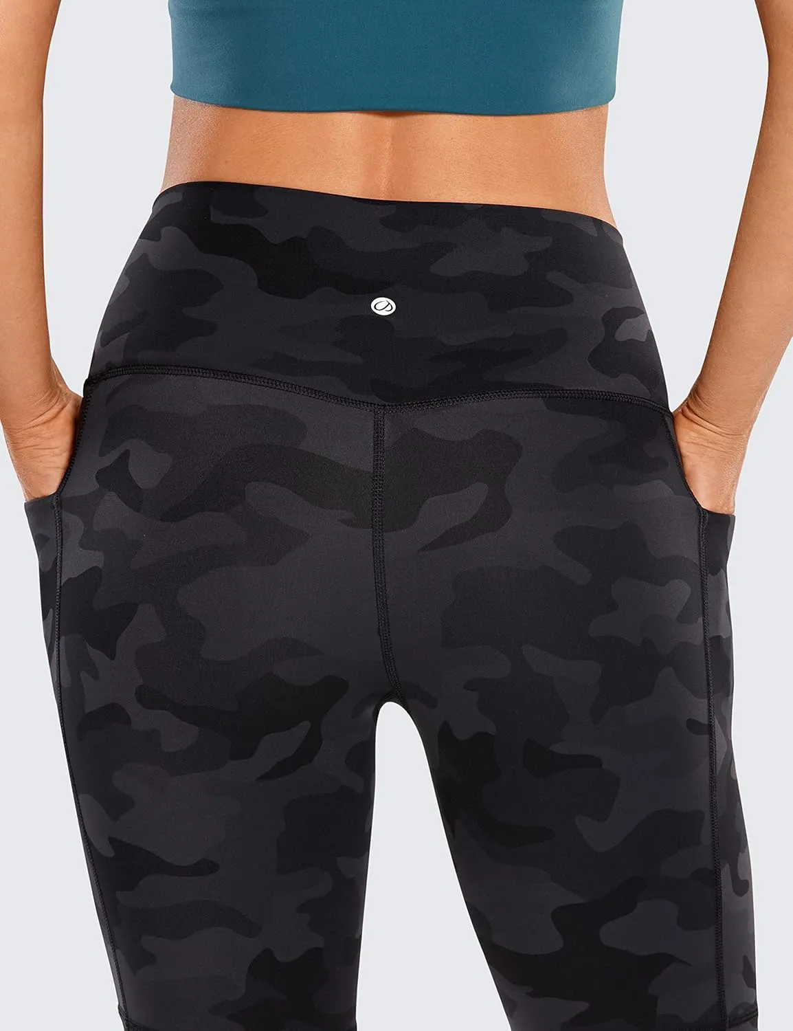 CRZ YOGA Women's Naked Feeling Biker Shorts with Pockets 8'' - High Waisted Yoga Gym Workout Spandex