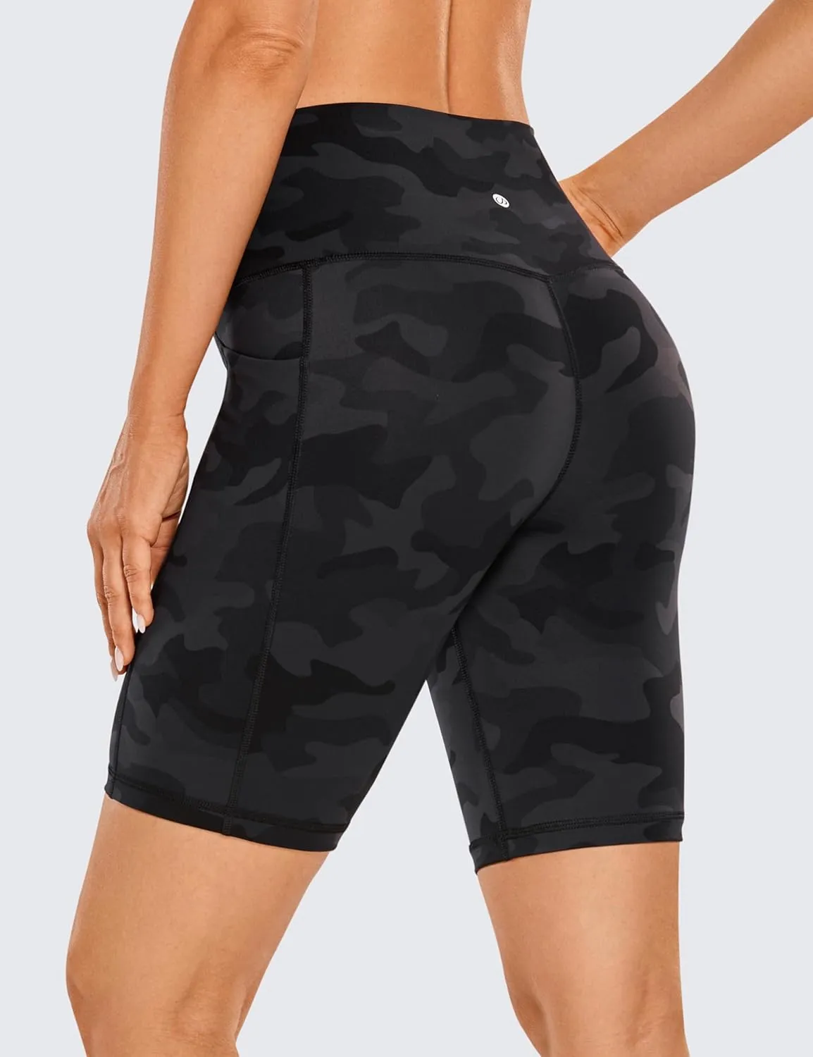 CRZ YOGA Women's Naked Feeling Biker Shorts with Pockets 8'' - High Waisted Yoga Gym Workout Spandex