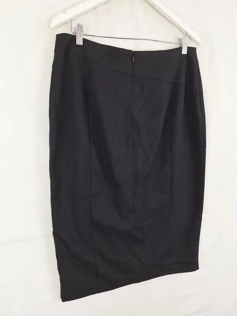 Cue Sleek Black Pencil Skirt Size 14