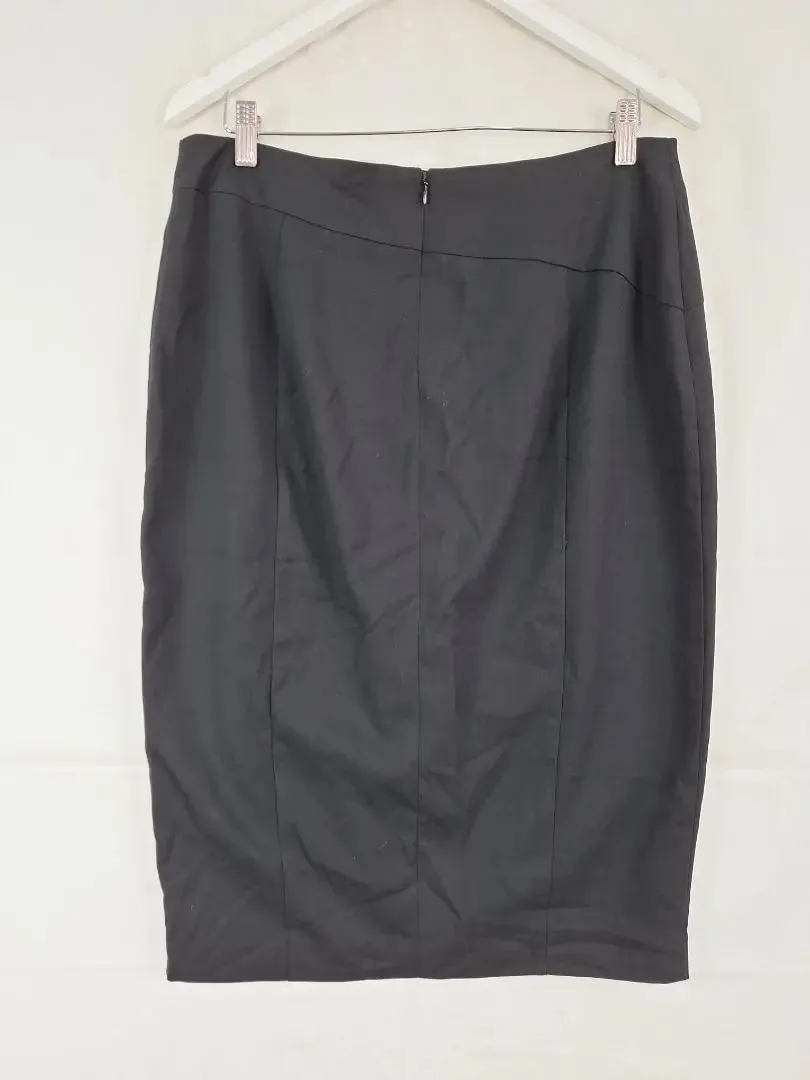 Cue Sleek Black Pencil Skirt Size 14