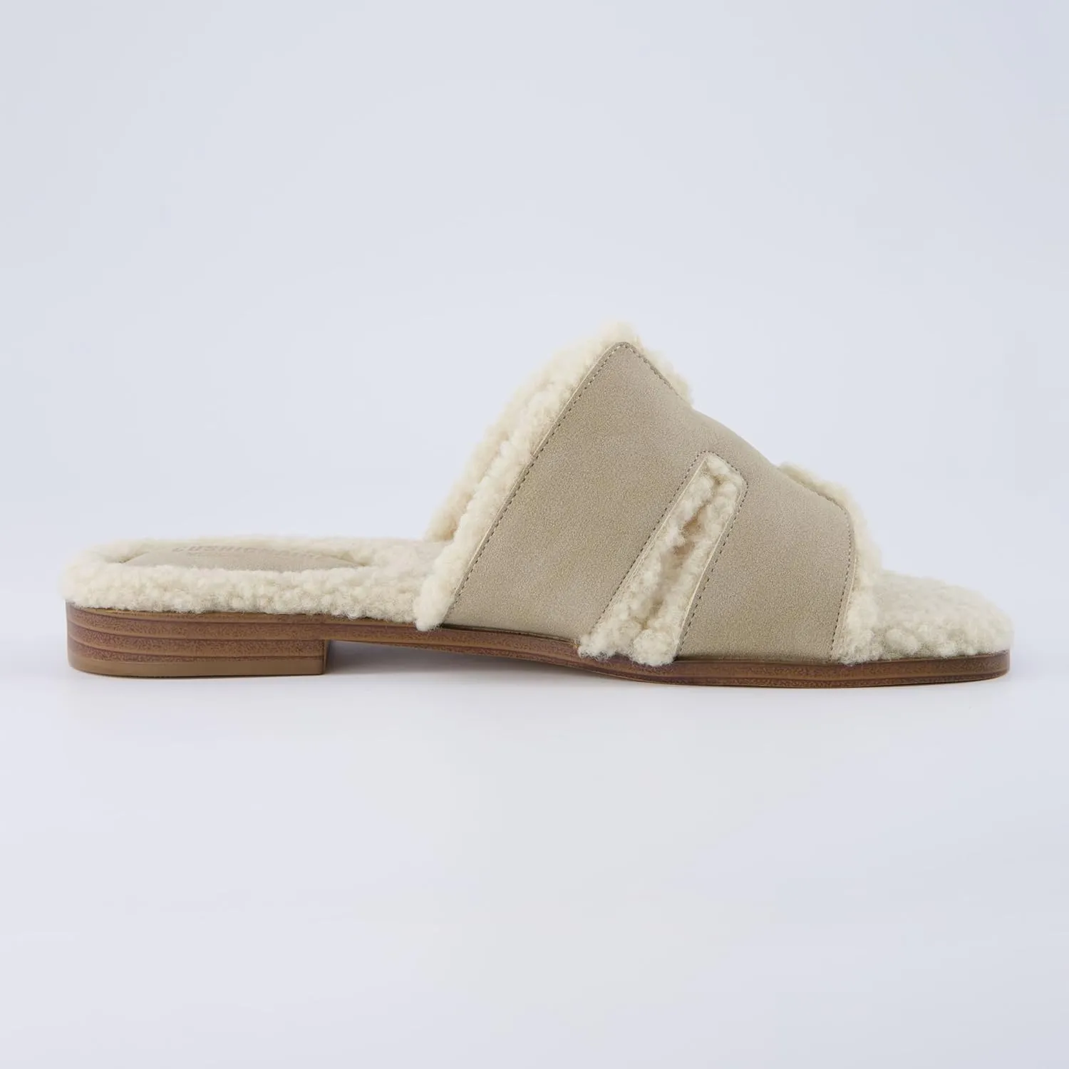 CUSHIONAIRE Women's Voyage Fur Faux Shearling lined slide sandal  Memory Foam, Wide Widths Available