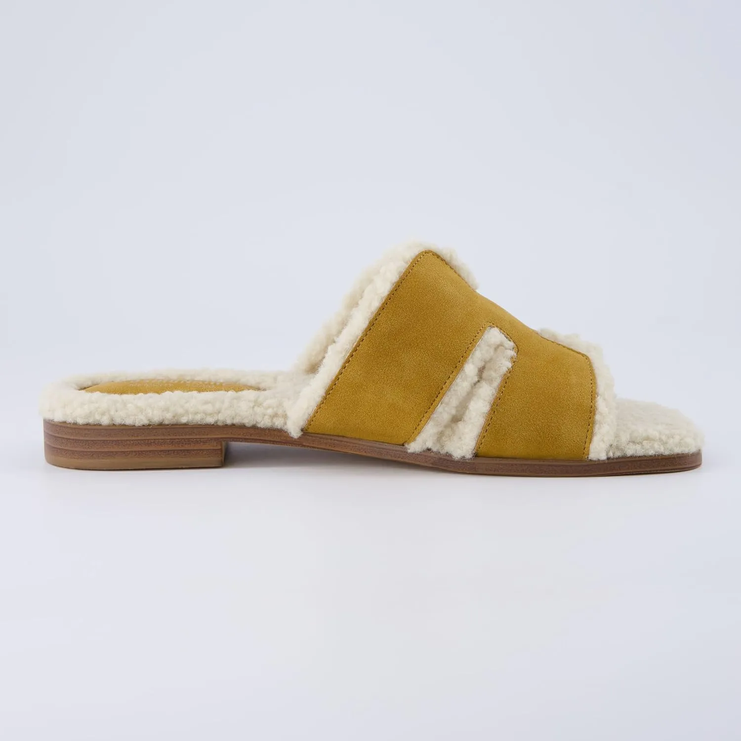 CUSHIONAIRE Women's Voyage Fur Faux Shearling lined slide sandal  Memory Foam, Wide Widths Available