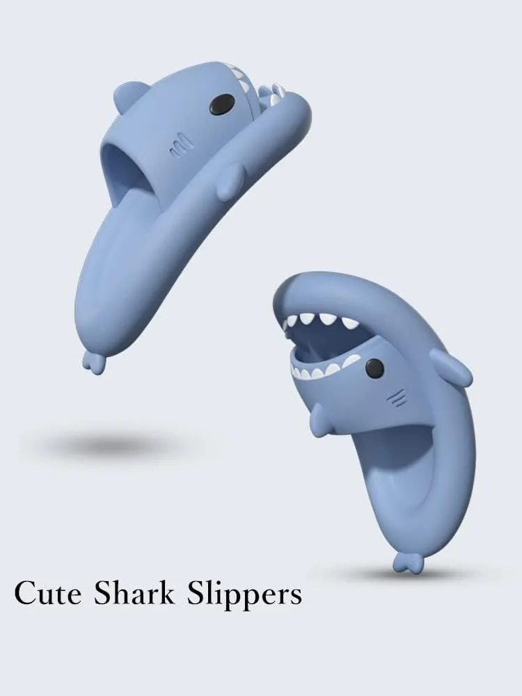 Cute Gradation Shark Slippers Beach Shoes 4CM Thick Soft Sole Summer Shark Slides for Women and Men EVA Non-Slip Bathroom Slippers Sandals indoor and Outdoor