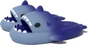 Cute Gradation Shark Slippers Beach Shoes 4CM Thick Soft Sole Summer Shark Slides for Women and Men EVA Non-Slip Bathroom Slippers Sandals indoor and Outdoor