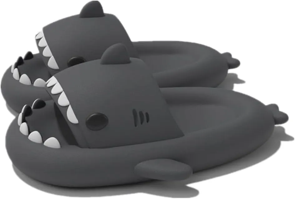 Cute Gradation Shark Slippers Beach Shoes 4CM Thick Soft Sole Summer Shark Slides for Women and Men EVA Non-Slip Bathroom Slippers Sandals indoor and Outdoor