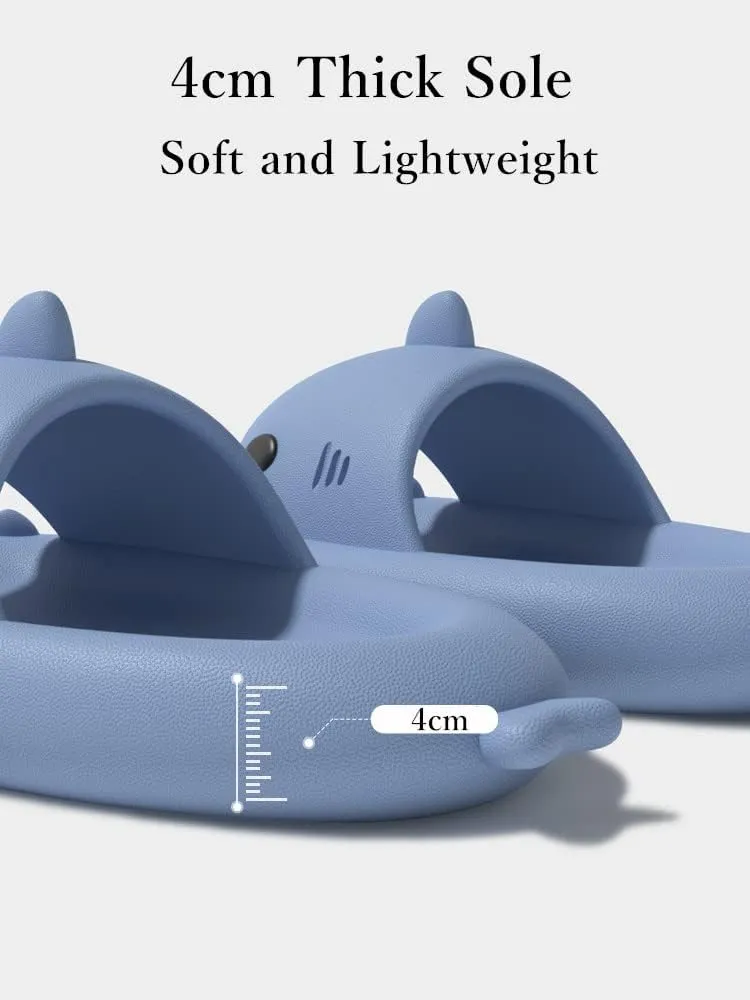 Cute Gradation Shark Slippers Beach Shoes 4CM Thick Soft Sole Summer Shark Slides for Women and Men EVA Non-Slip Bathroom Slippers Sandals indoor and Outdoor