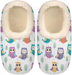 Cute Owl Women's Slippers, Cartoon Soft Cozy Plush Lined House Slipper Shoes Indoor Non-Slip Slippers for Women Girls Teenager