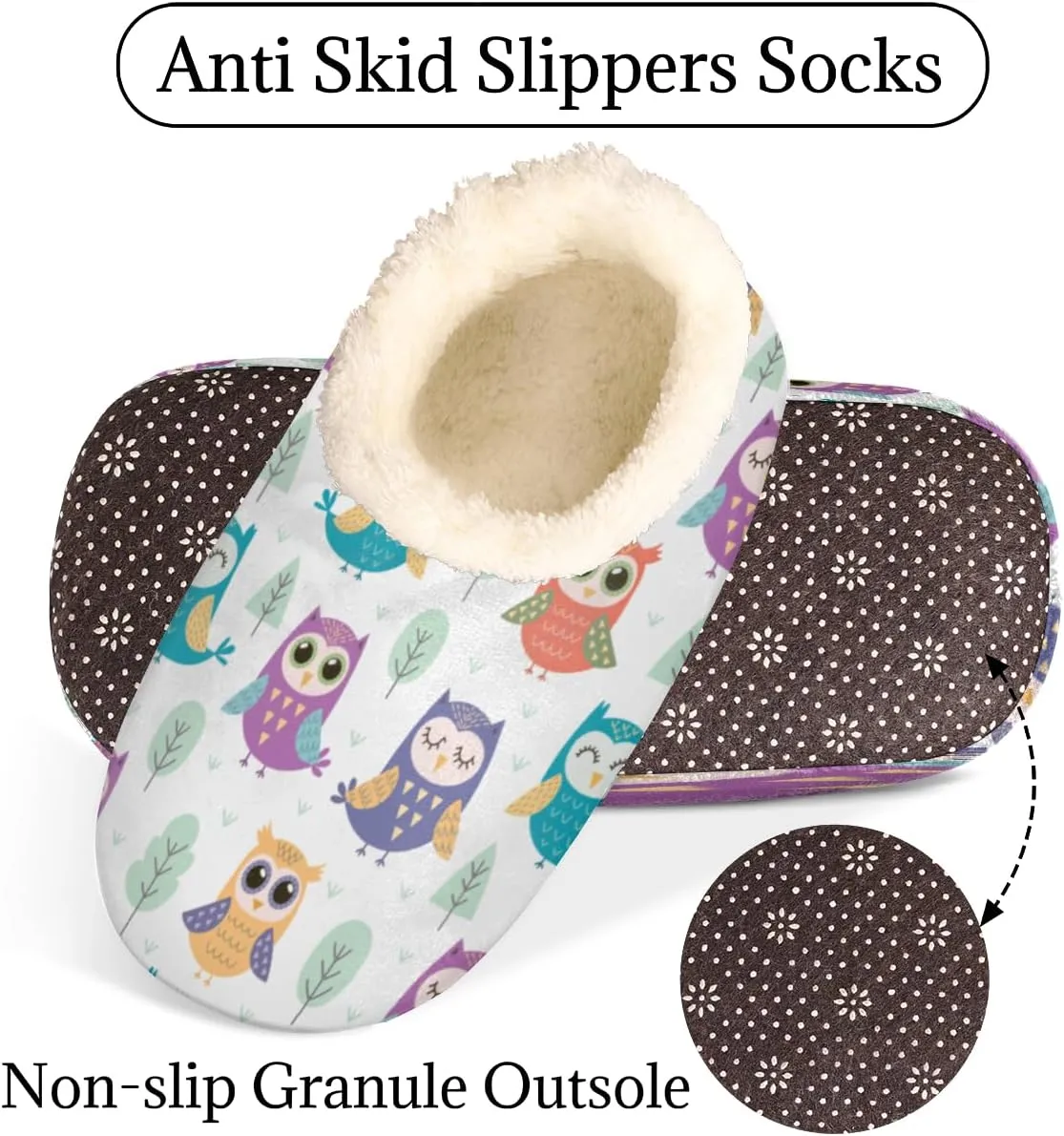 Cute Owl Women's Slippers, Cartoon Soft Cozy Plush Lined House Slipper Shoes Indoor Non-Slip Slippers for Women Girls Teenager