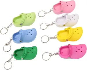 Cute Silicone Slipper Key Chains Set 7pcs Soft Hole Sandals Key Ring Shoe Keychains for Backpacks and Cars Stylish and Unique Accessories