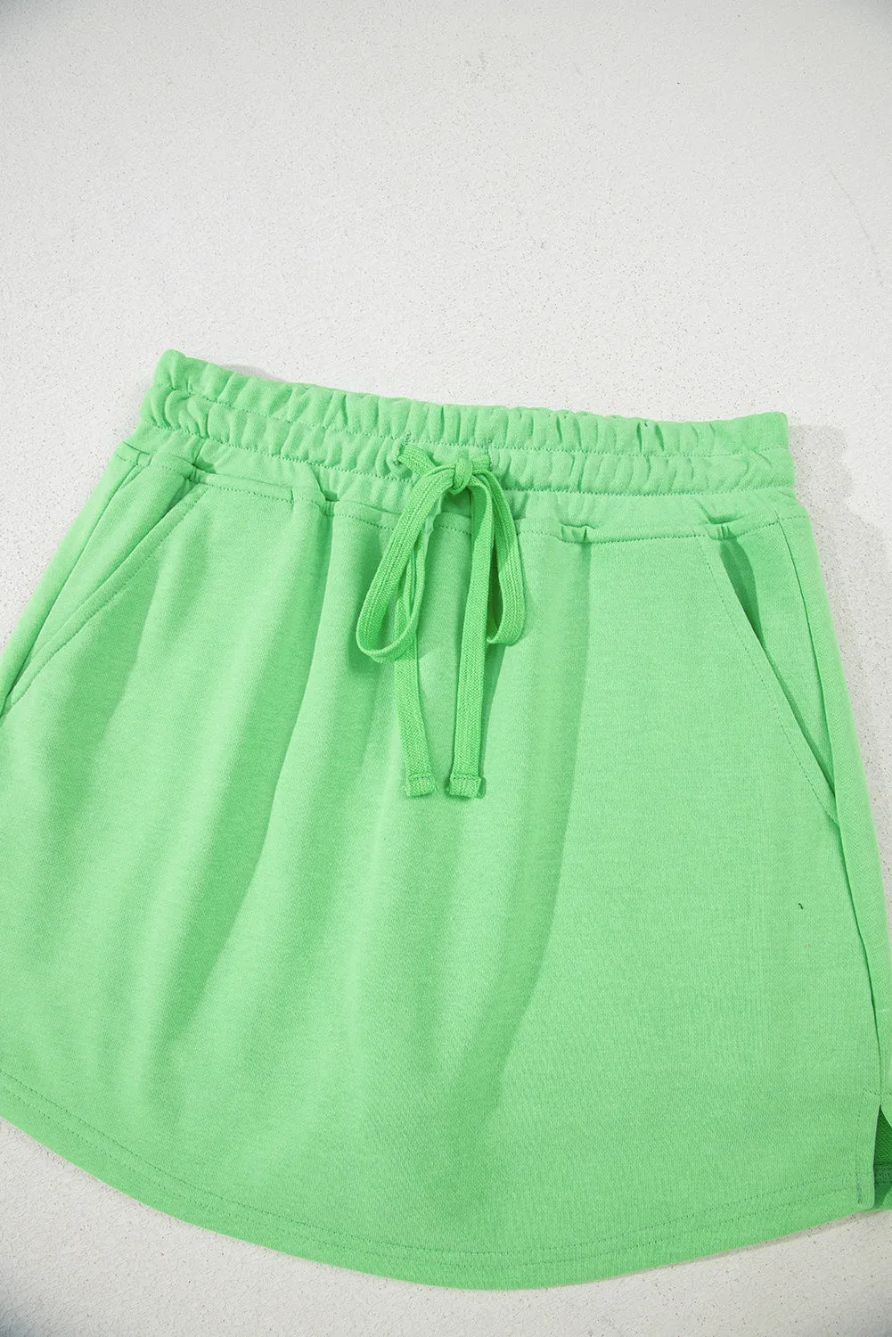Cyan Burst Terry Skort – Light Green Drawstring Mini | Sneaker Match for New Balance 9060 “Cyan Burst”