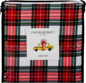 Cynthia Sheet Set Plaid Checked Tartan Red Black Green White (Queen)