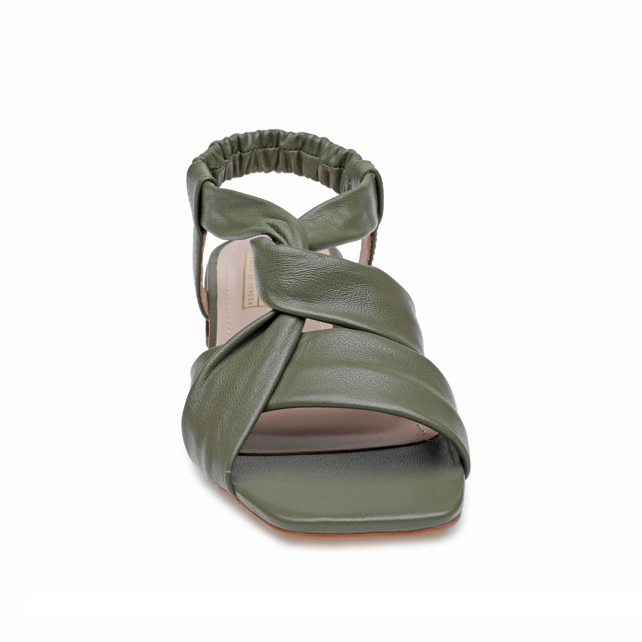 Dark Green Leather Cross Over Sandals
