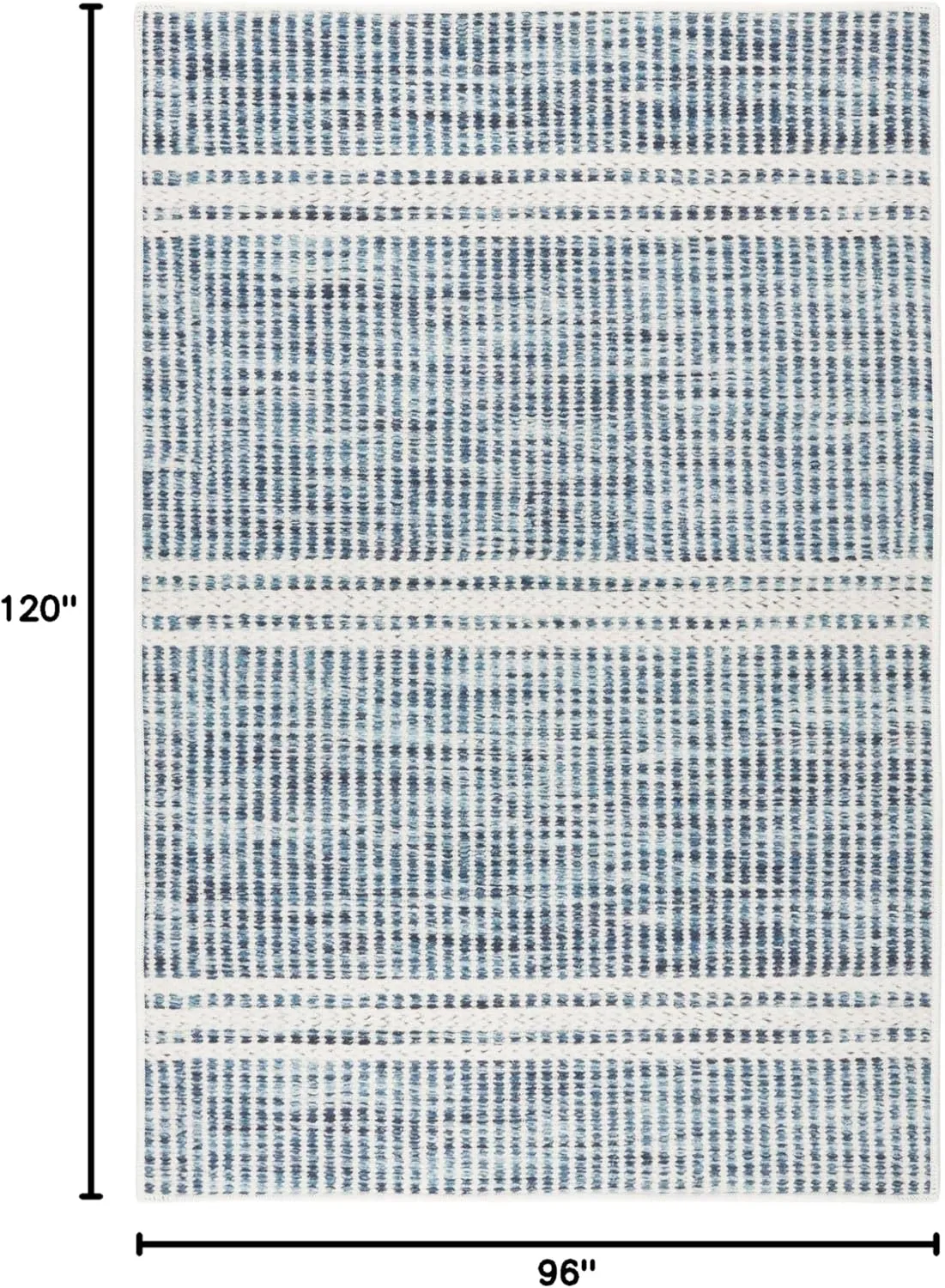 Dash and Albert Malta Blue Machine Washable Area Rug - 8' x 10' Blue Stripe Washable Accent Rug - Durable, High Traffic Areas Kitchen, Mudroom, Hallways
